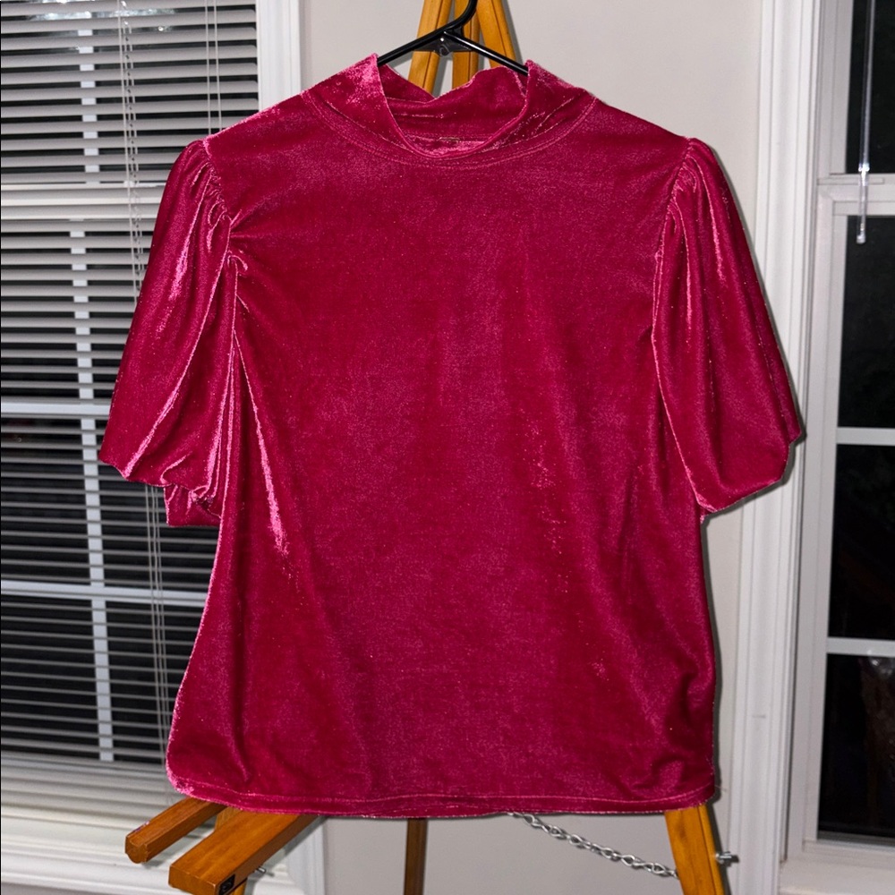 Free People Velvet Claudia Magenta Top